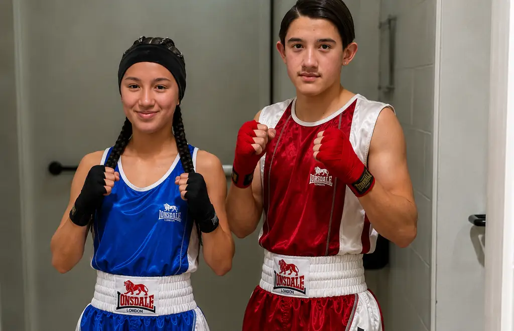 Deux boxeurs amateurs du club en tenue de compétition
